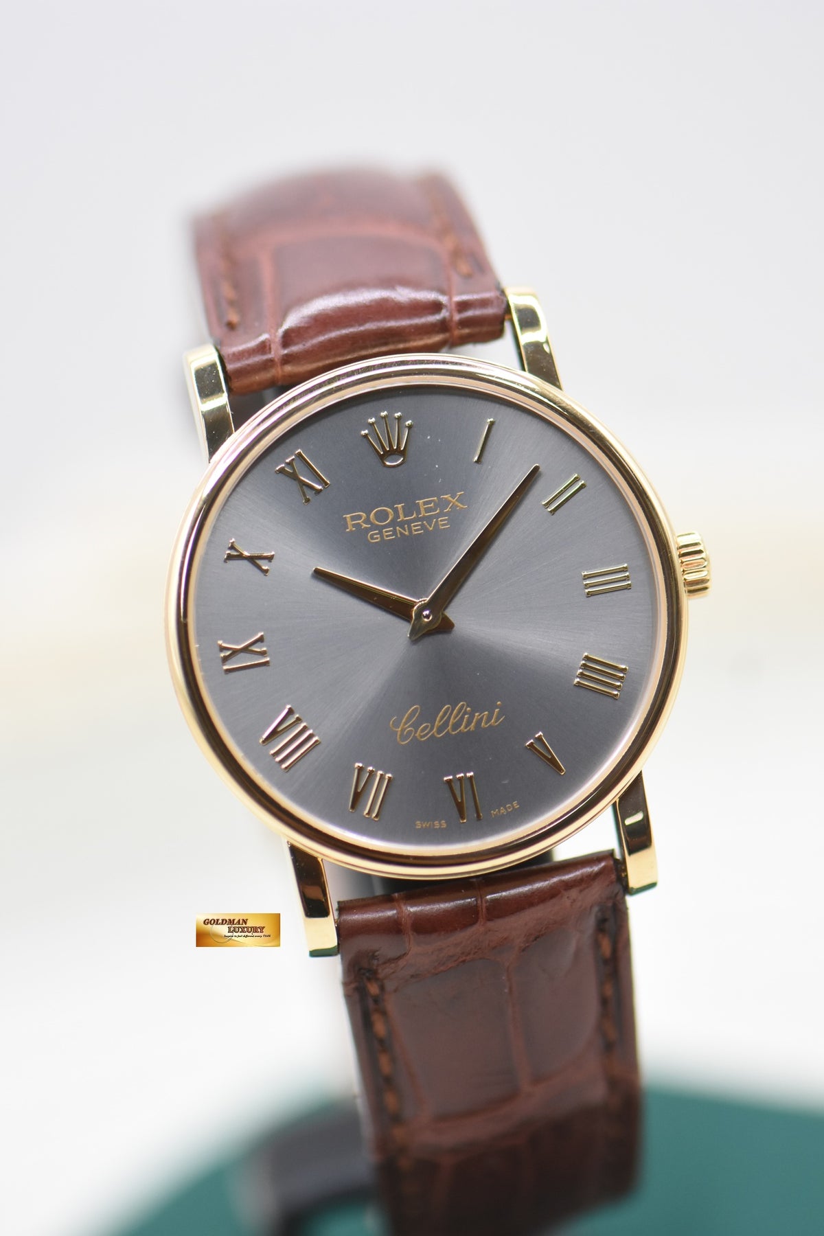 ROLEX CELLINI ULTRA THIN 32mm YELLOW GOLD IN LEATHER STRAP MANUAL WINDING 5115-8 (MINT)