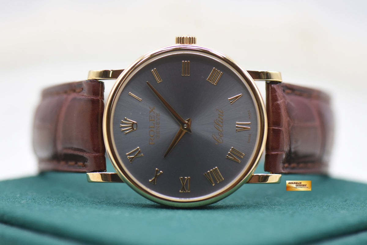 ROLEX CELLINI ULTRA THIN 32mm YELLOW GOLD IN LEATHER STRAP MANUAL WINDING 5115-8 (MINT)