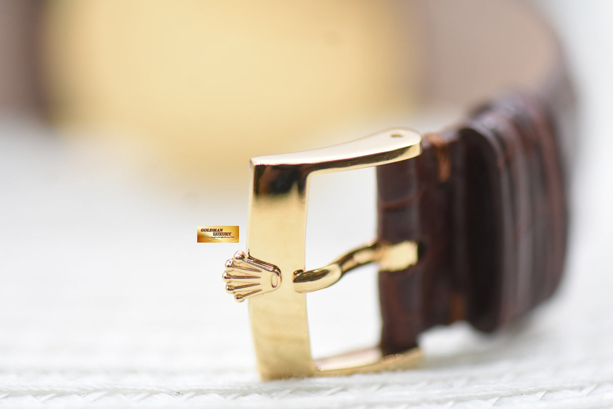 ROLEX CELLINI ULTRA THIN 32mm YELLOW GOLD IN LEATHER STRAP MANUAL WINDING 5115-8 (MINT)