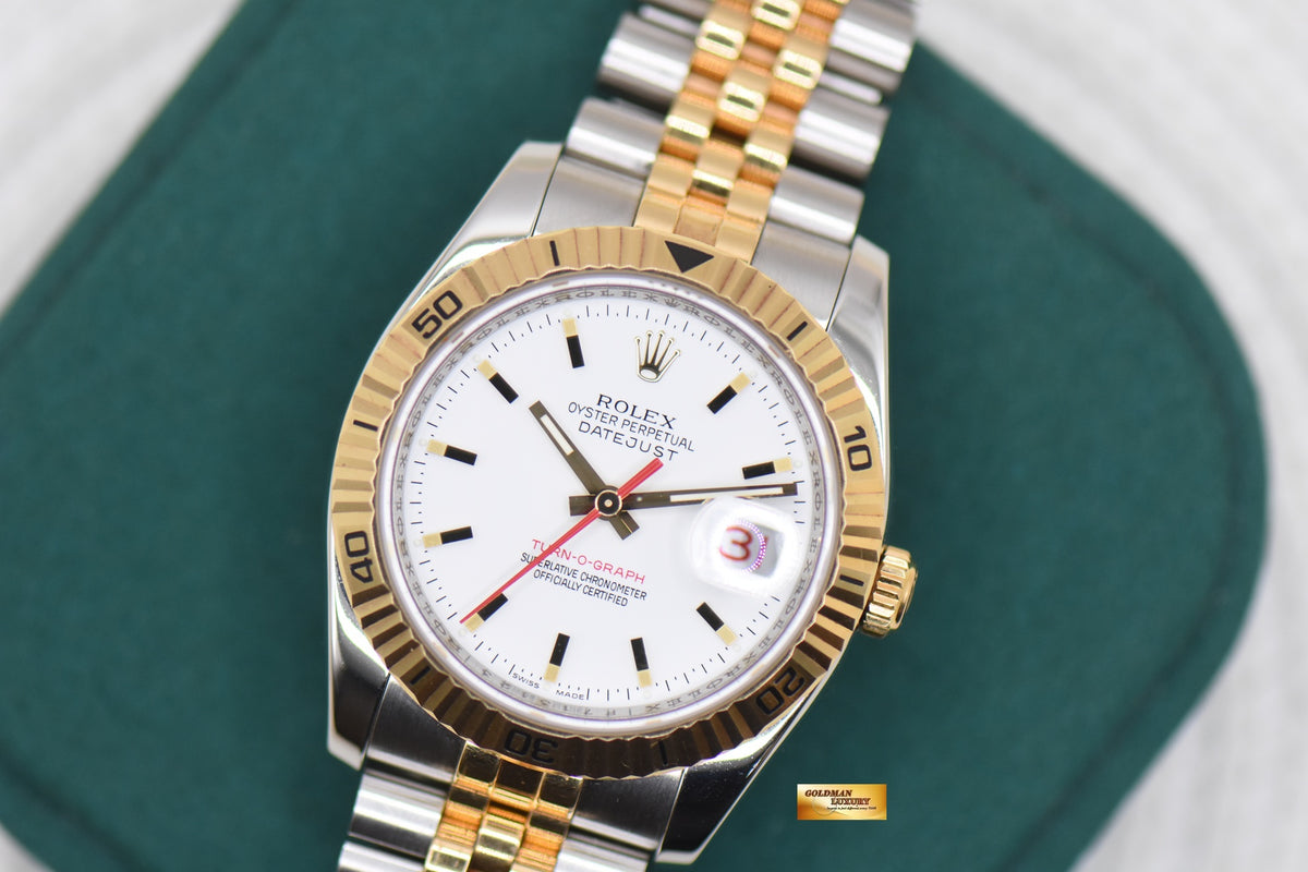 ROLEX OYSTER DATEJUST 36mm TURN-O-GRAPH EVEROSE / STEEL IN JUBILEE BRACELET WHITE DIAL 116261 (MINT)