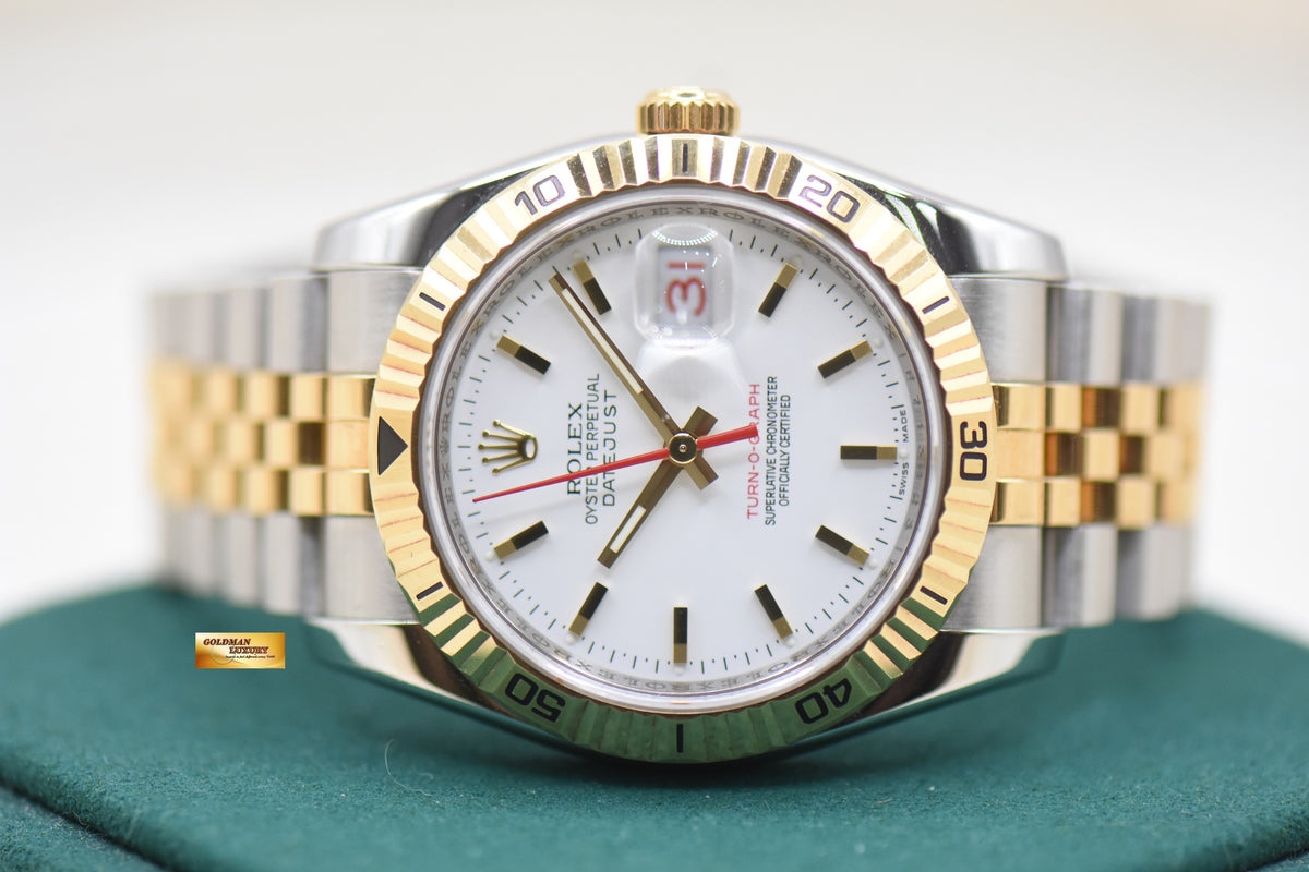 ROLEX OYSTER DATEJUST 36mm TURN-O-GRAPH EVEROSE / STEEL IN JUBILEE BRACELET WHITE DIAL 116261 (MINT)