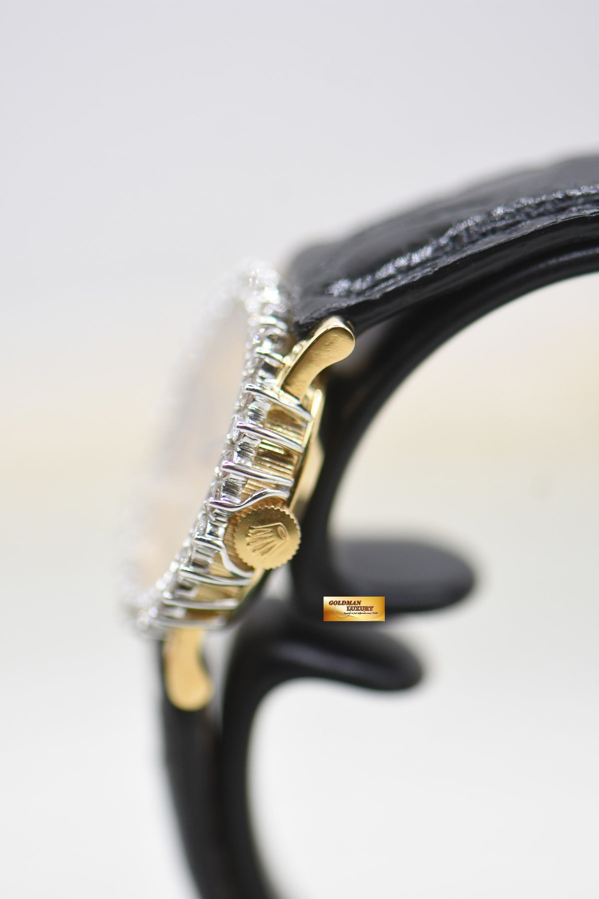 ROLEX ORCHID LADIES 27mm YELLOW GOLD CUSTOM DIAMOND BEZEL MANUAL (VINTAGE)