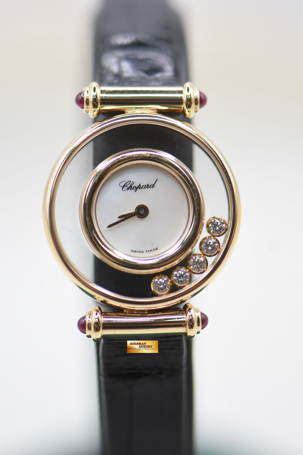 CHOPARD HAPPY DIAMOND LADIES 5 DIAMONDS 22mm YELLOW GOLD QUARTZ 4112 (MINT)