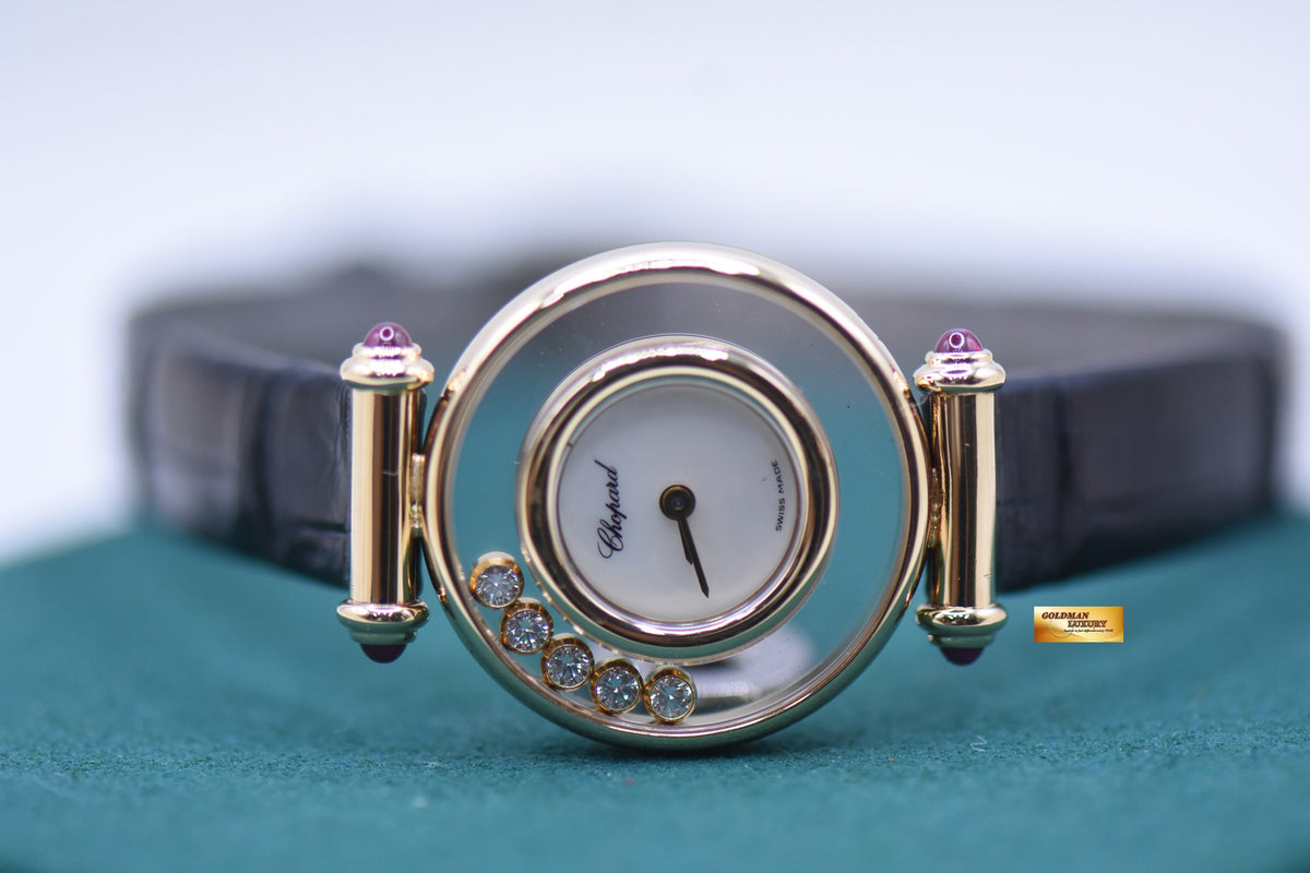 CHOPARD HAPPY DIAMOND LADIES 5 DIAMONDS 22mm YELLOW GOLD QUARTZ 4112 (MINT)