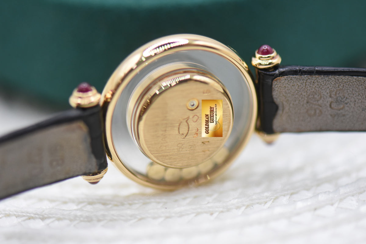 CHOPARD HAPPY DIAMOND LADIES 5 DIAMONDS 22mm YELLOW GOLD QUARTZ 4112 (MINT)