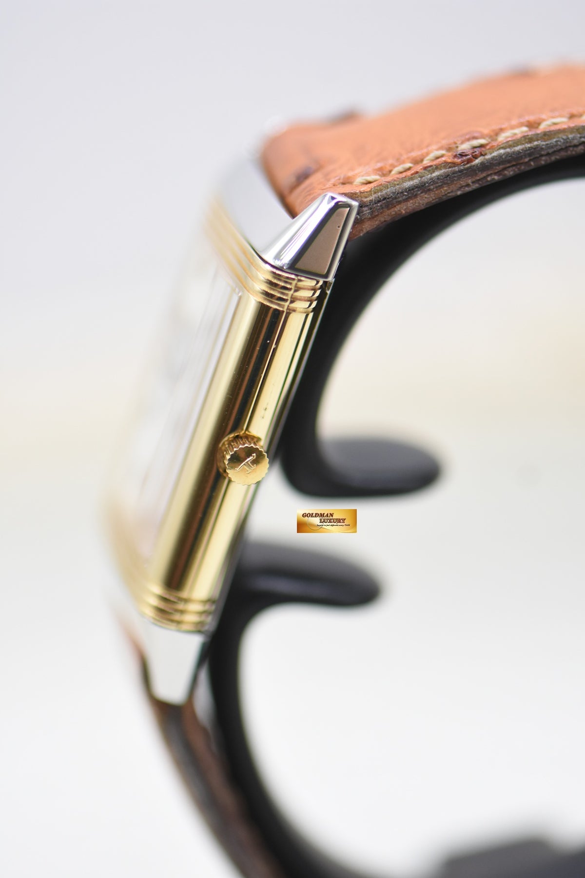 JLC REVERSO MEDIUM 23mm HALF GOLD IN LEATHER STRAP QUARTZ 250.5.11 (MINT)