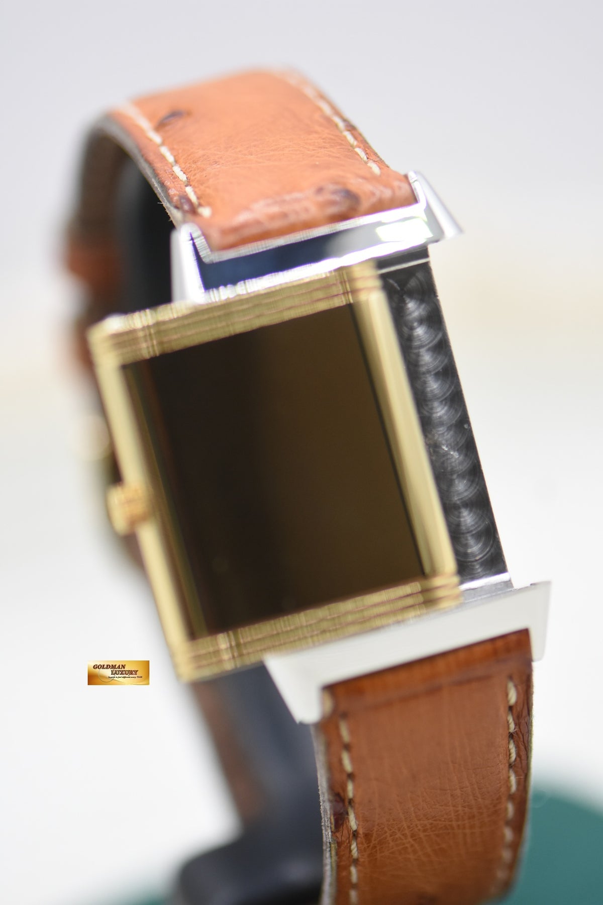 JLC REVERSO MEDIUM 23mm HALF GOLD IN LEATHER STRAP QUARTZ 250.5.11 (MINT)
