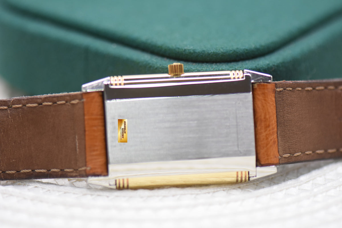 JLC REVERSO MEDIUM 23mm HALF GOLD IN LEATHER STRAP QUARTZ 250.5.11 (MINT)