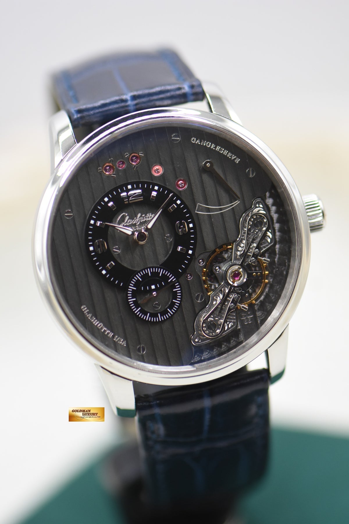 GLASHUTTE ORIGINAL GANGRESERVE PANOINVERSE XL 42mm STEEL MANUAL WINDING 1-66-06-04-22-05 (MINT)
