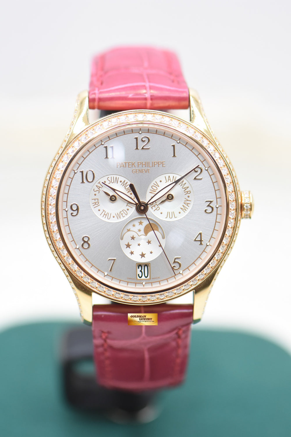 PATEK PHILIPPE ANNUAL CALENDAR 38mm MOONPHASE ROSE GOLD ORIGINAL DIAMOND BEZEL AUTOMATIC 4947R (MINT)