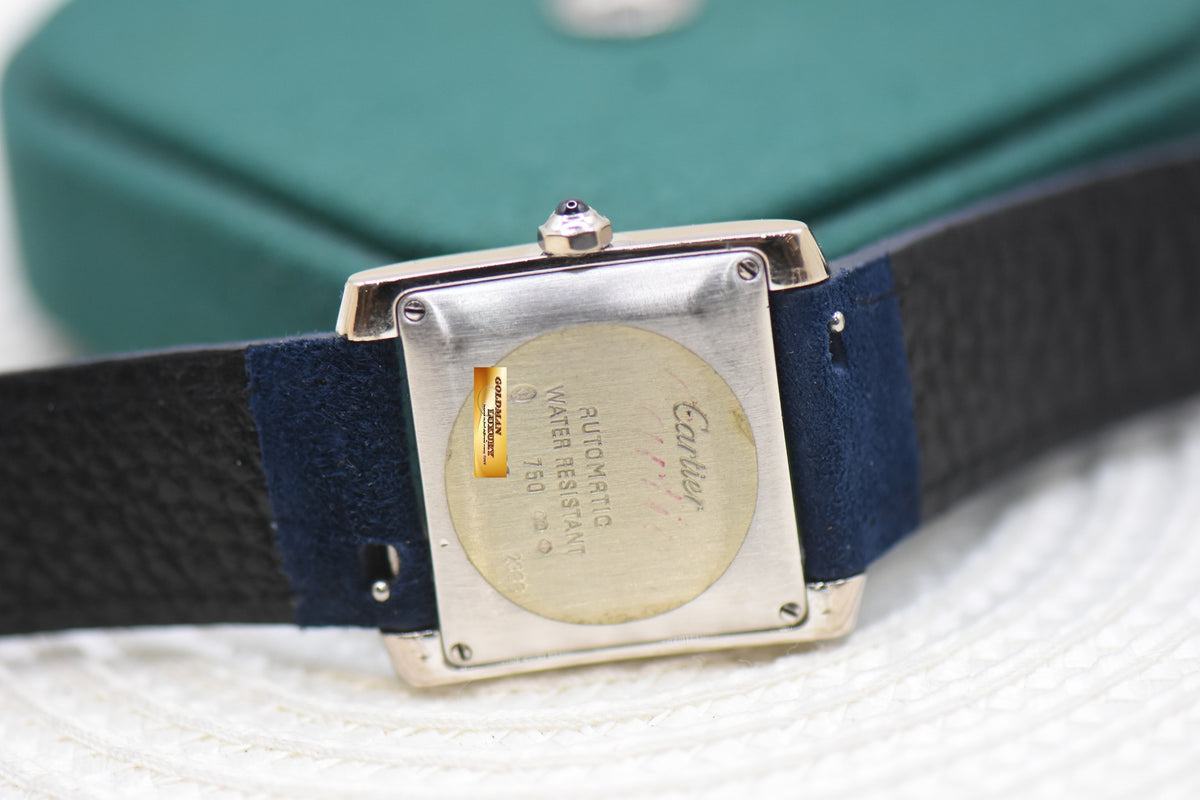 CARTIER TANK FRANCAISE LM WHITE GOLD IN LEATHER AUTOMATIC 2366 (MINT)