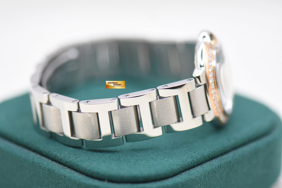 CARTIER BALLON BLEU 28mm STEEL BRACELET DIAMOND BEZEL QUARTZ WE902079 (MINT)