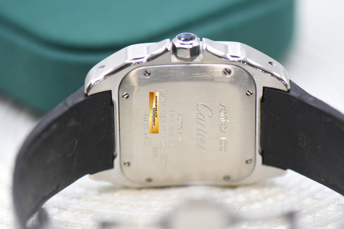 CARTIER SANTOS 100 MIDSIZE STEEL IN LEATHER STRAP AUTOMATIC 2878 (MINT)