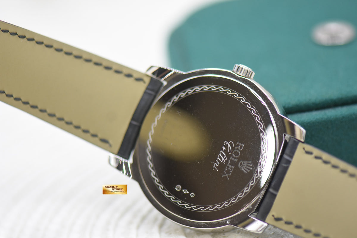 ROLEX CELLINI 38mm CLASSIC SUB-SEC PLATINUM IN LEATHER STRAP MANUAL 5241 (MINT)
