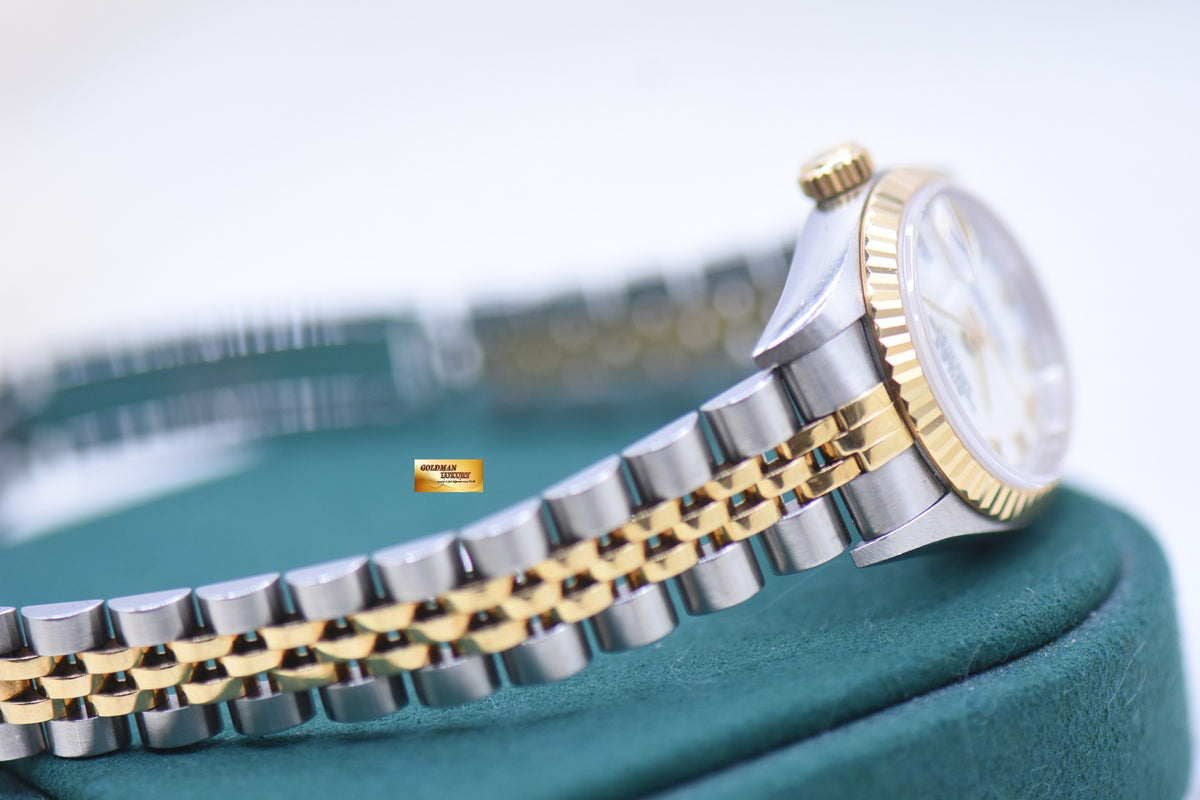 ROLEX OYSTER DATEJUST 26mm HALF-GOLD IN JUBILEE BRACELET WHITE ROMAN DIAL 69173 (MINT)