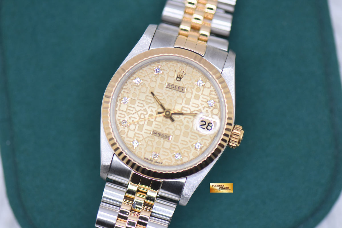 ROLEX OYSTER DATEJUST 31mm HALF-GOLD IN JUBILEE BRACELET COMPUTER DIAMOND DIAL 68273 (MINT)
