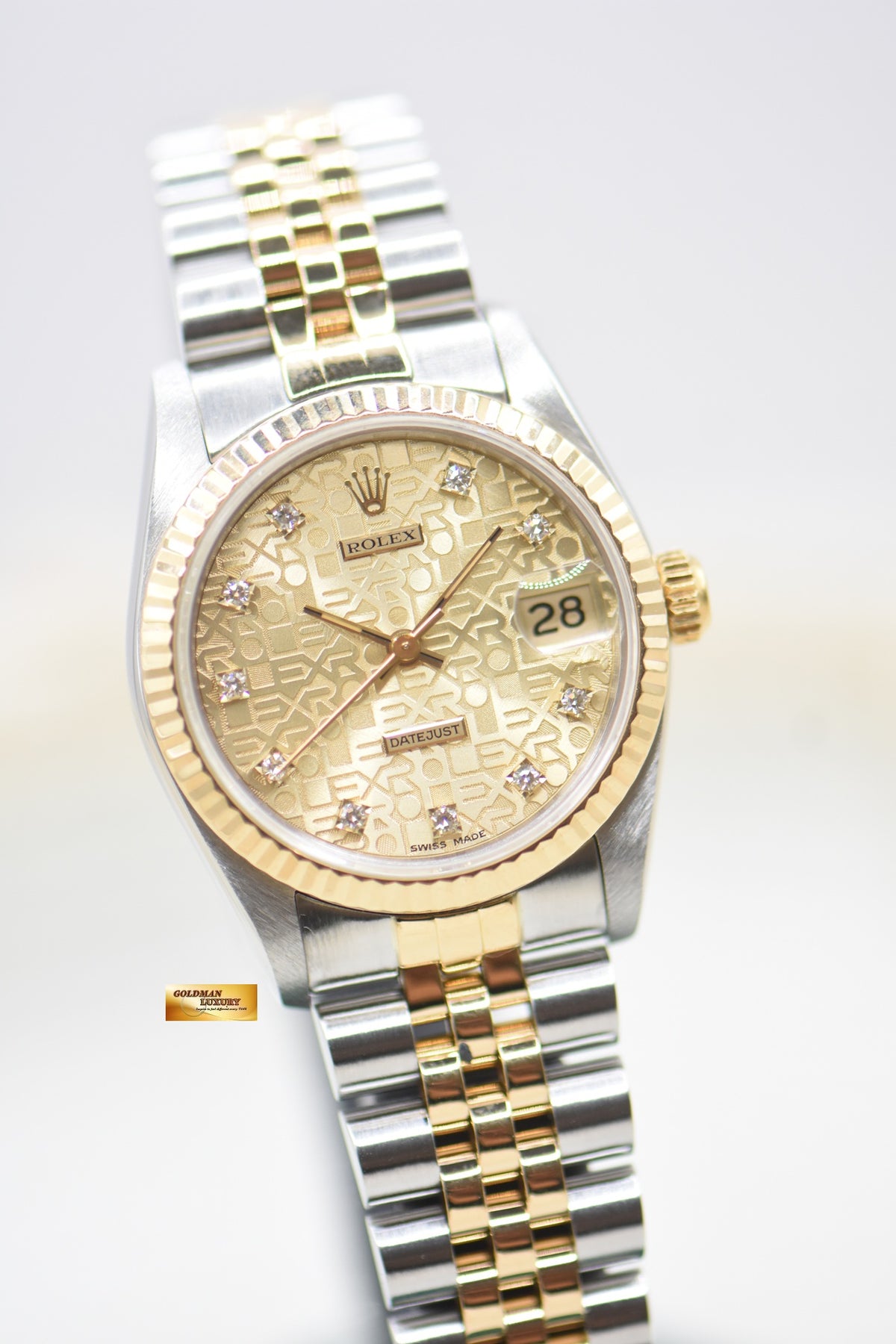 ROLEX OYSTER DATEJUST 31mm HALF-GOLD IN JUBILEE BRACELET COMPUTER DIAMOND DIAL 68273 (MINT)