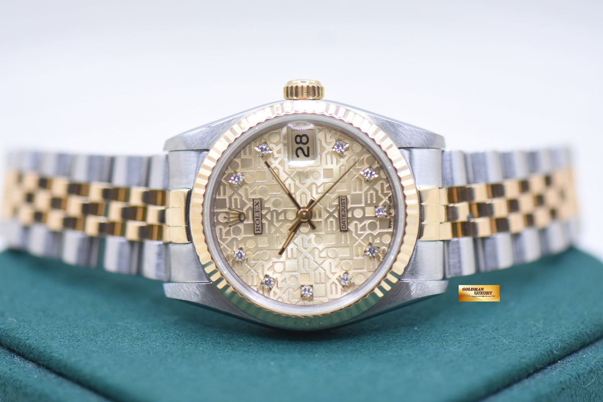 ROLEX OYSTER DATEJUST 31mm HALF-GOLD IN JUBILEE BRACELET COMPUTER DIAMOND DIAL 68273 (MINT)