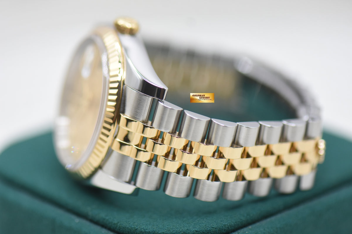 ROLEX OYSTER DATEJUST 36mm HALF-GOLD IN JUBILEE BRACELET GOLD DIAMOND DIAL 116233 (MINT)