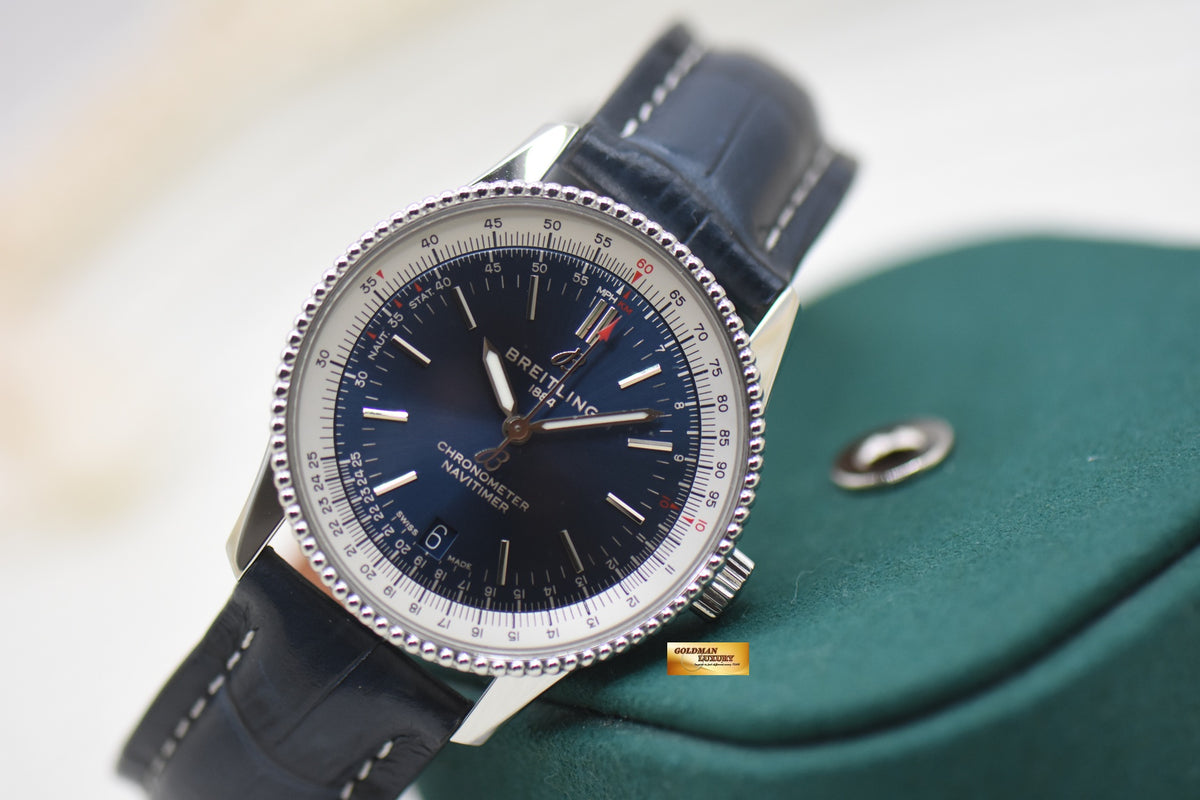 BREITLING NAVITIMER 38mm STEEL BLUE AUTOMATIC A17325 (MINT)