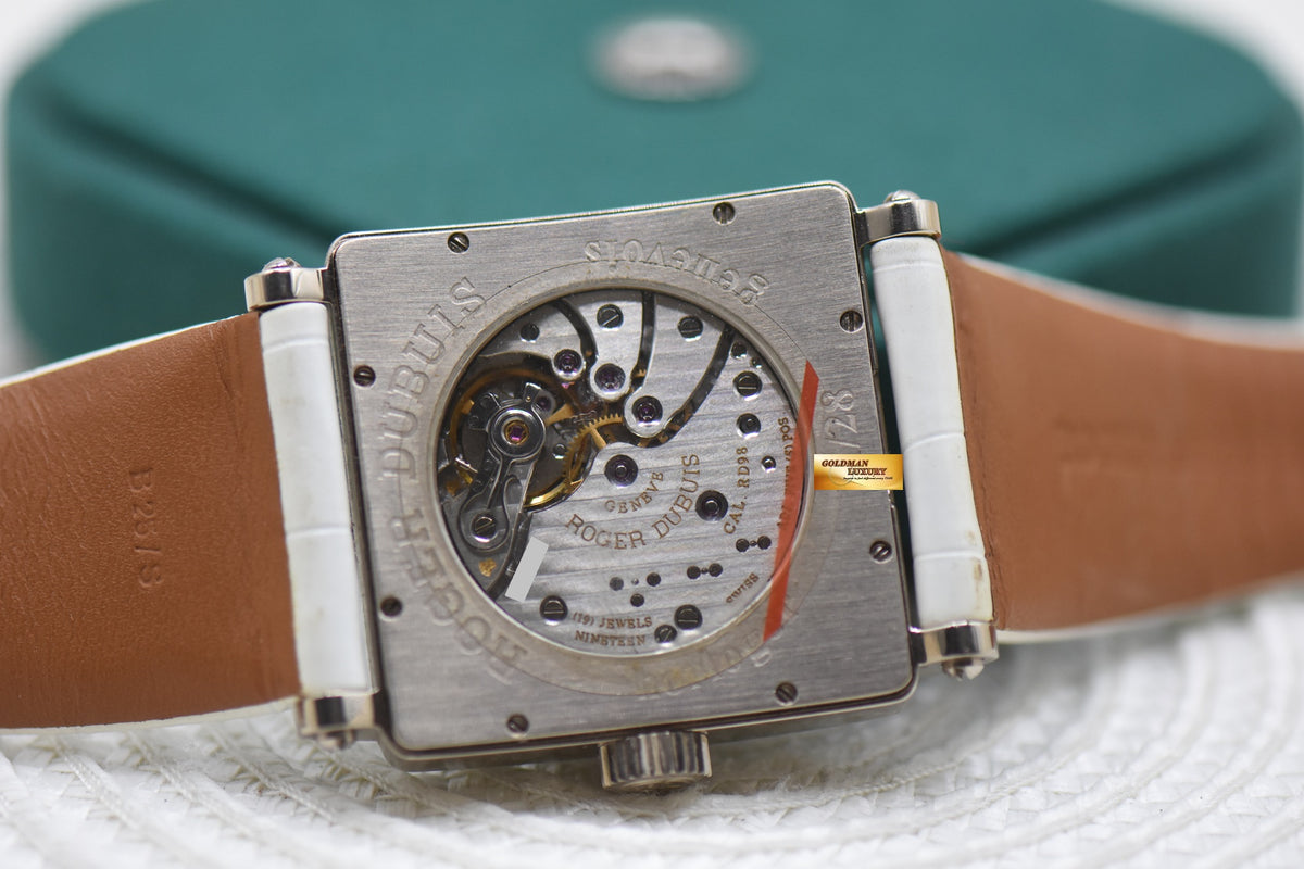 ROGER DUBUIS GOLDEN SQUARE MOP 34mm WHITE GOLD DIAMOND BEZEL MANUAL WINDING G34 98 0-SDC (MINT)