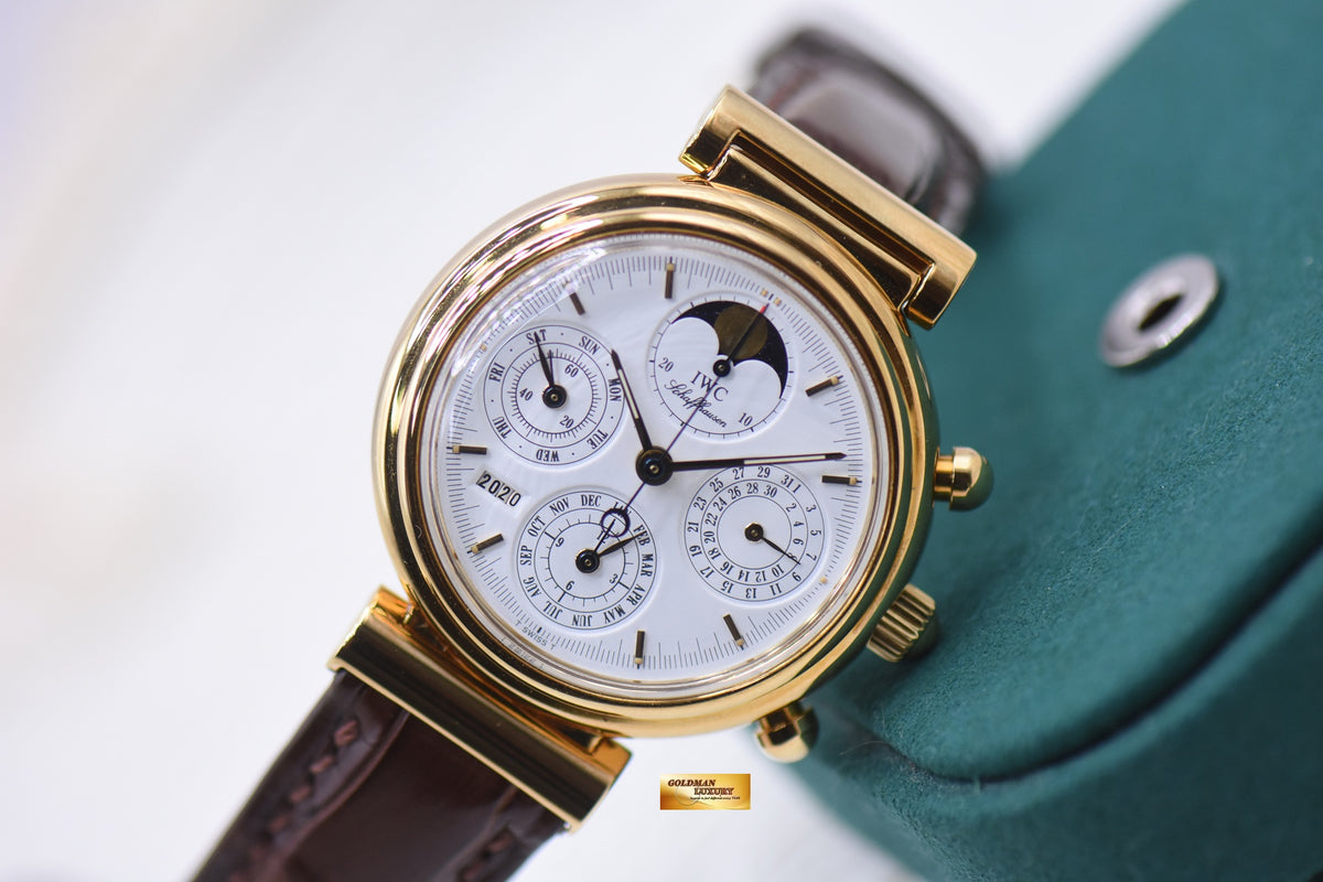 IWC DA VINCI PERPETUAL CALENDAR CHRONOGRAPH 39mm YELLOW GOLD WHITE DIAL AUTOMATIC IW3750-03 (MINT)