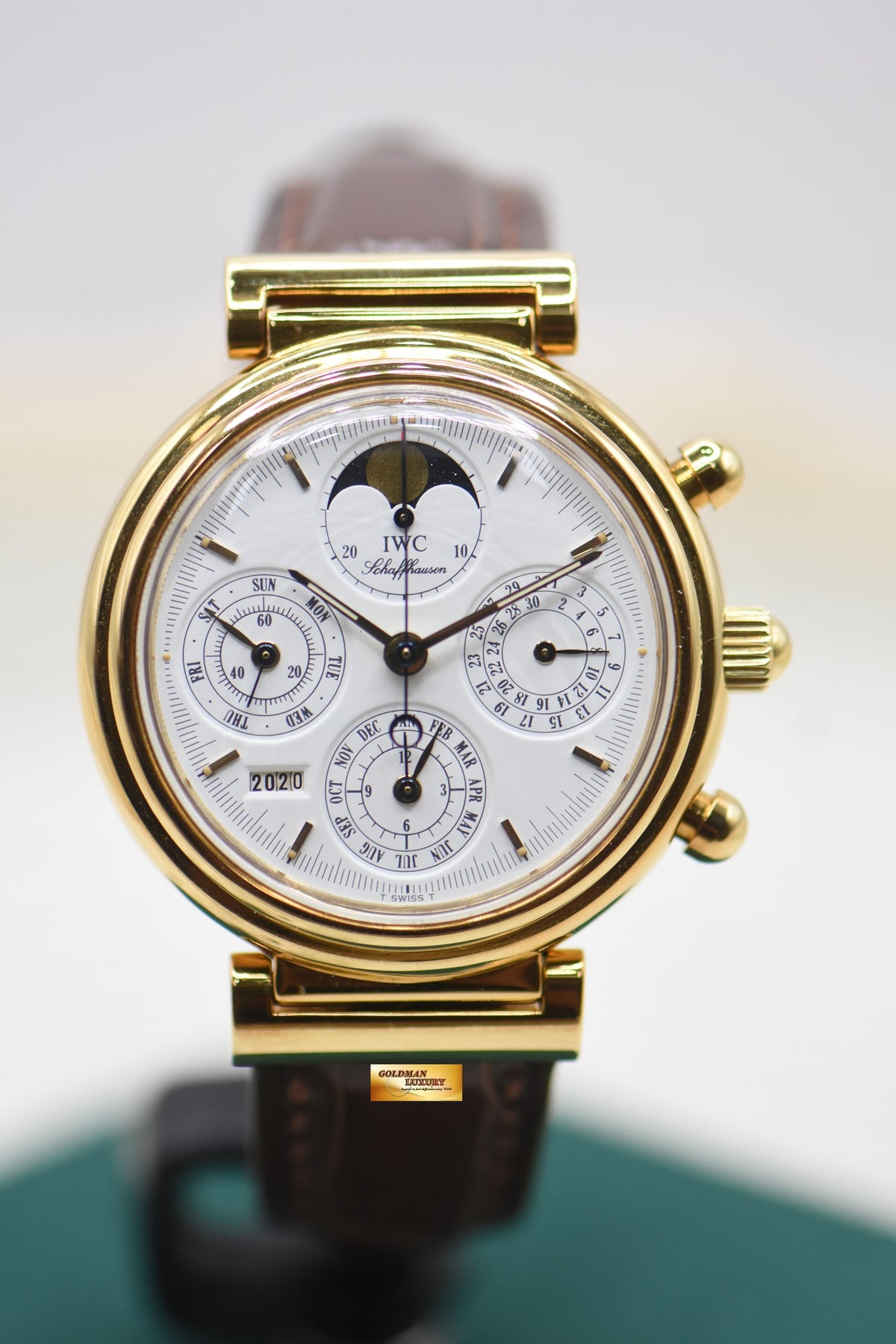 IWC DA VINCI PERPETUAL CALENDAR CHRONOGRAPH 39mm YELLOW GOLD WHITE DIAL AUTOMATIC IW3750-03 (MINT)