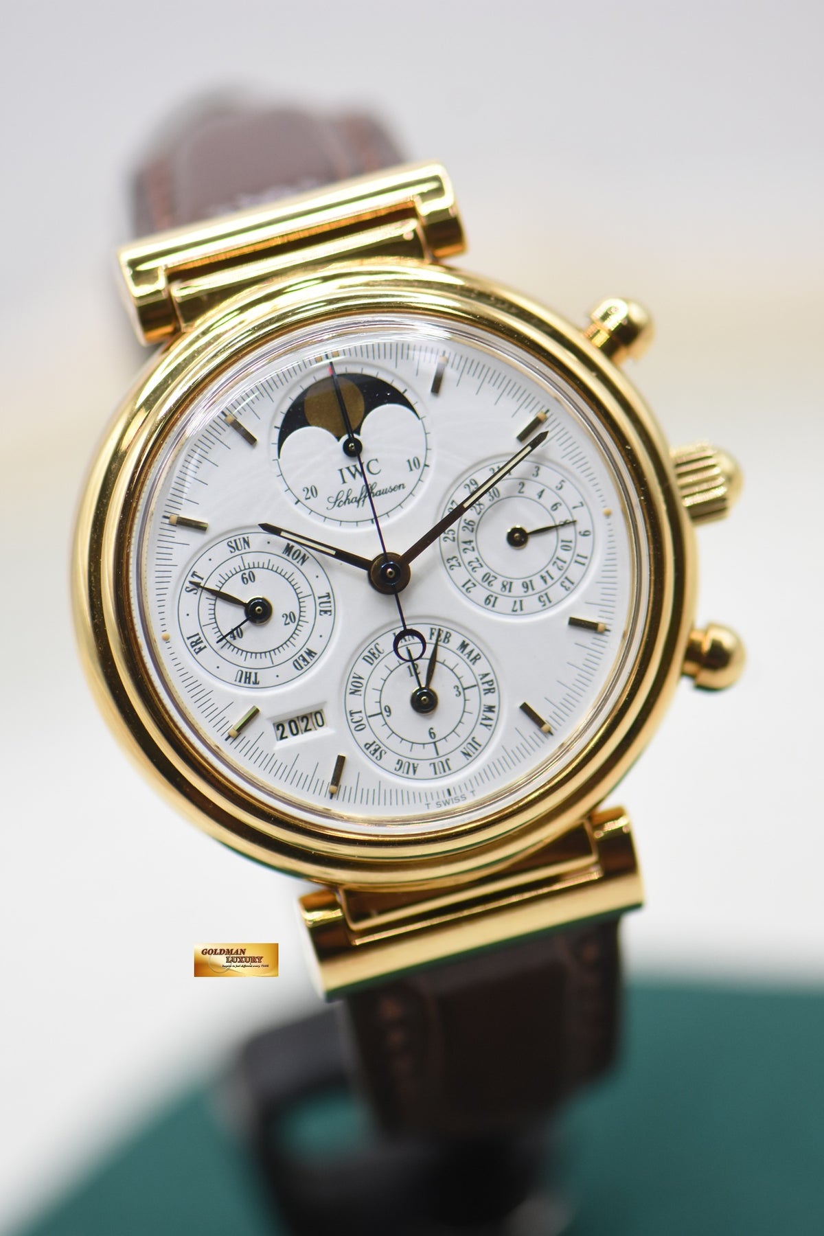 IWC DA VINCI PERPETUAL CALENDAR CHRONOGRAPH 39mm YELLOW GOLD WHITE DIAL AUTOMATIC IW3750-03 (MINT)