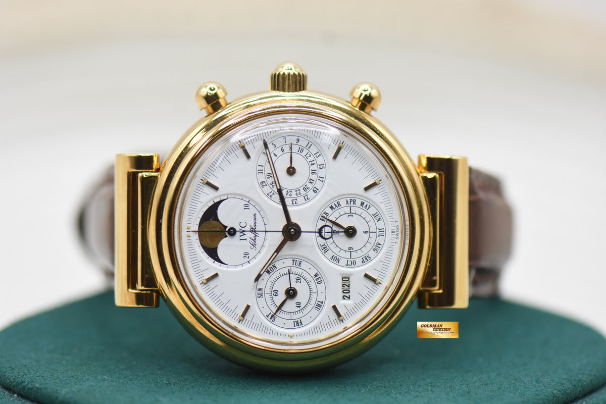 IWC DA VINCI PERPETUAL CALENDAR CHRONOGRAPH 39mm YELLOW GOLD WHITE DIAL AUTOMATIC IW3750-03 (MINT)