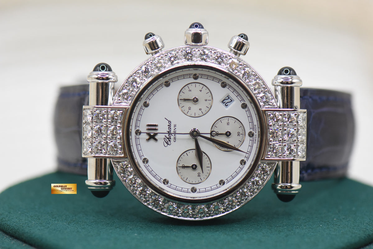 CHOPARD IMPERIALE CHRONOGRAPH WHITE GOLD CUSTOM DIAMOND IN LEATHER STRAP QUARTZ (MINT)