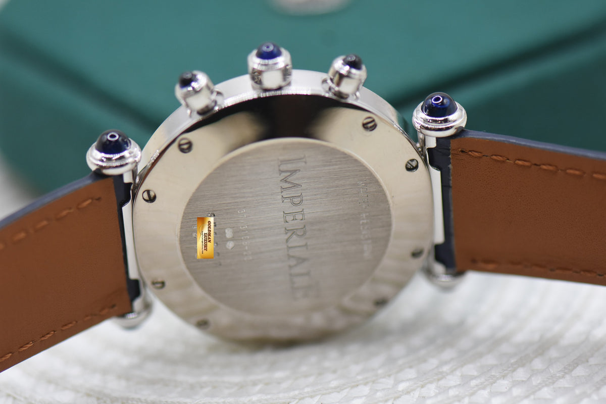 CHOPARD IMPERIALE CHRONOGRAPH WHITE GOLD CUSTOM DIAMOND IN LEATHER STRAP QUARTZ (MINT)