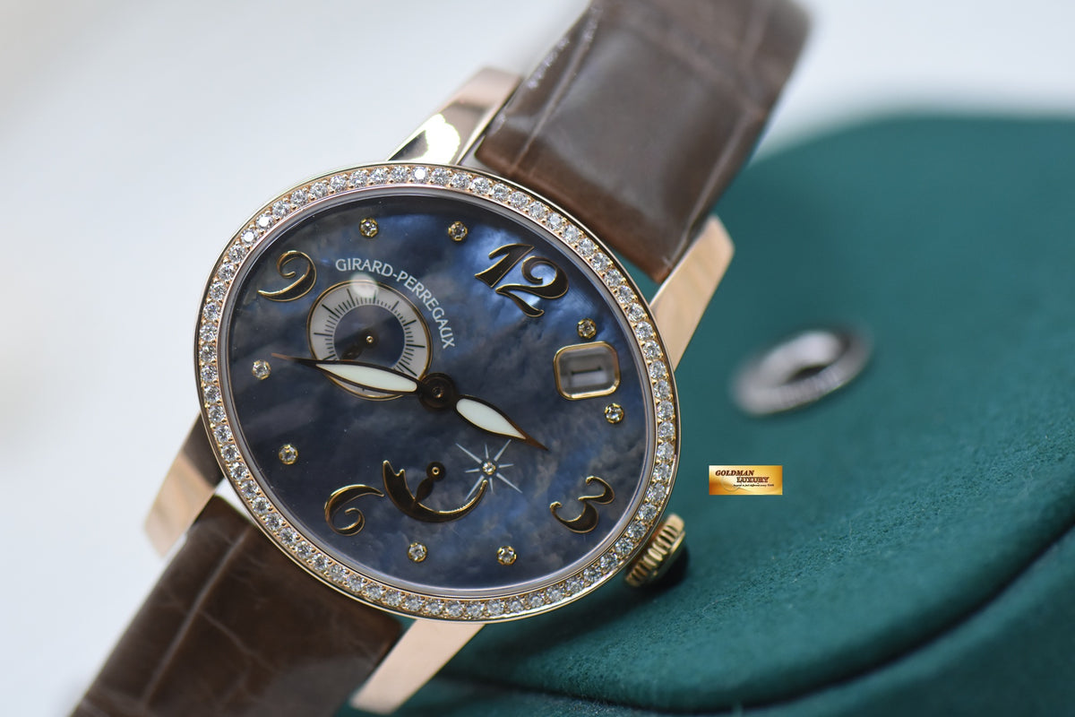 GIRARD PERREGAUX CAT’S EYE POWER RESERVE ROSE GOLD IN LEATHER STRAP DIAMOND MOP DIAL AUTOMATIC 80480 (MINT)