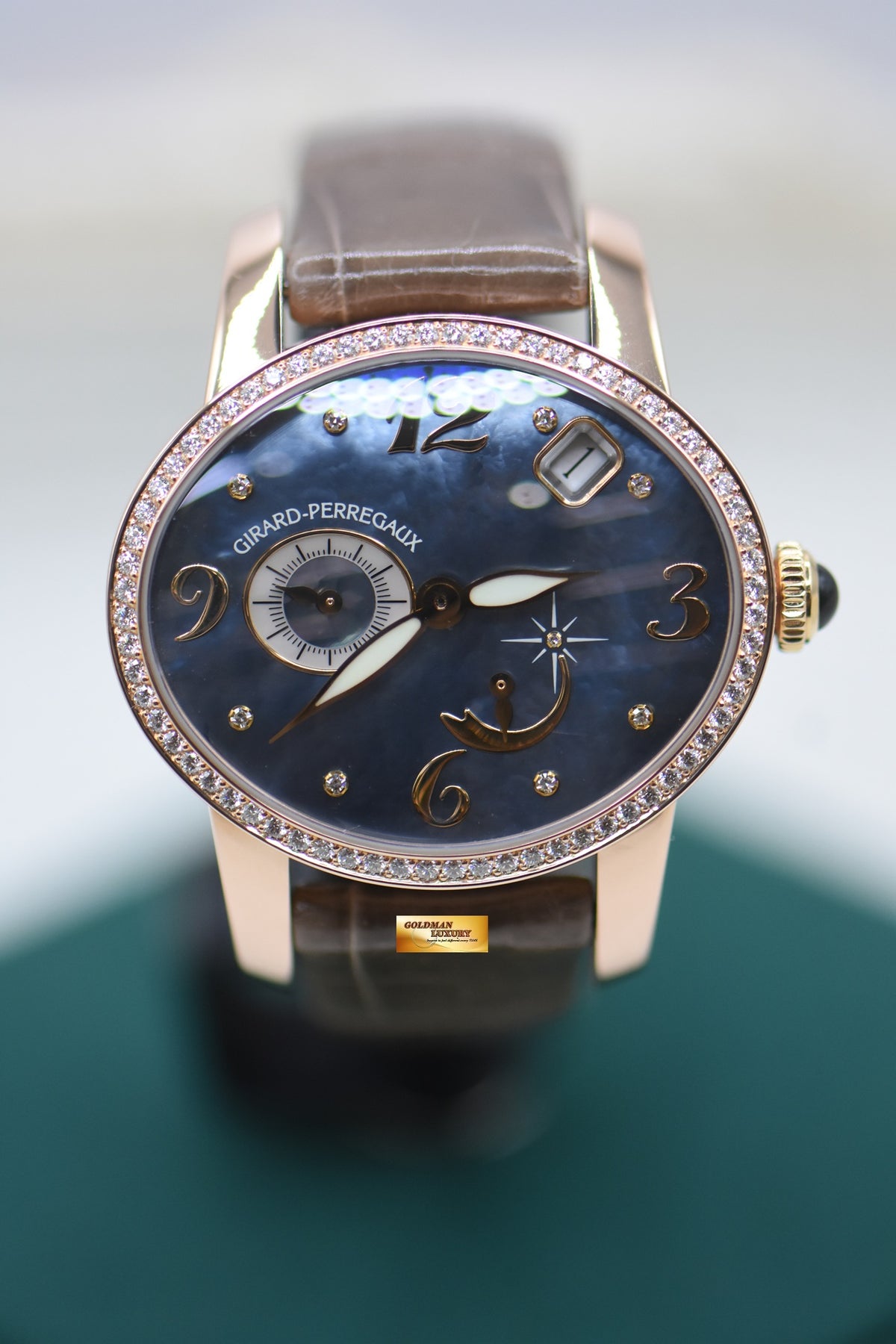 GIRARD PERREGAUX CAT’S EYE POWER RESERVE ROSE GOLD IN LEATHER STRAP DIAMOND MOP DIAL AUTOMATIC 80480 (MINT)