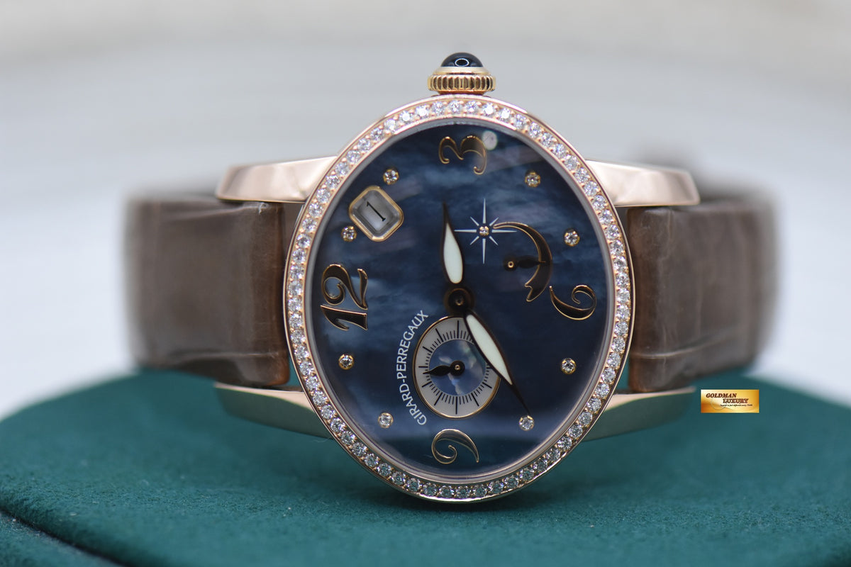 GIRARD PERREGAUX CAT’S EYE POWER RESERVE ROSE GOLD IN LEATHER STRAP DIAMOND MOP DIAL AUTOMATIC 80480 (MINT)