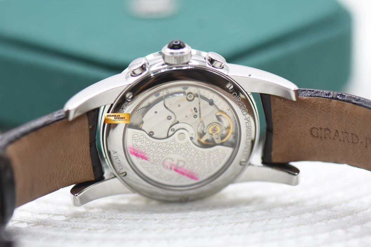 GIRARD PERREGAUX LADY SMALL CHRONOGRAPH STEEL DIAMOND BEZEL SKELETONISED DIAL AUTOMATIC 80440 (MINT)