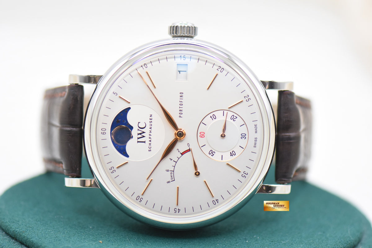 IWC PORTOFINO 45mm 8 DAYS POWER RESERVE MOONPHASE MANUAL WINDING WHITE DIAL IW516401 (MINT)