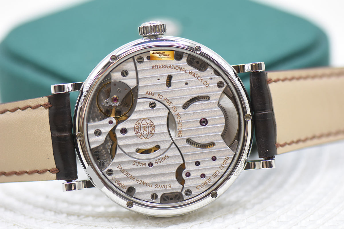 IWC PORTOFINO 45mm 8 DAYS POWER RESERVE MOONPHASE MANUAL WINDING WHITE DIAL IW516401 (MINT)