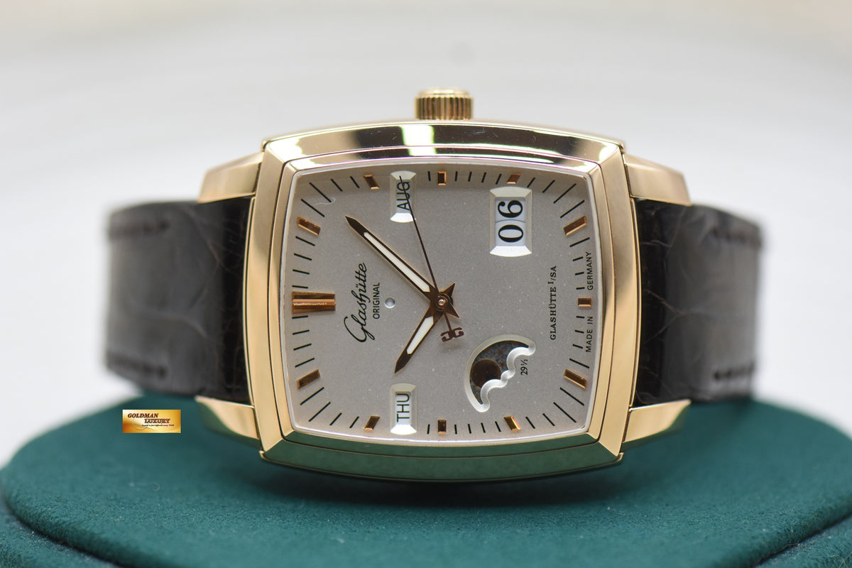 GLASHUTTE ORIGINAL SENATOR KARREE PERPETUAL CALENDAR MOONPHASE ROSE GOLD IN LEATHER STRAP AUTOMATIC 39-51-01-01-04 (MINT)
