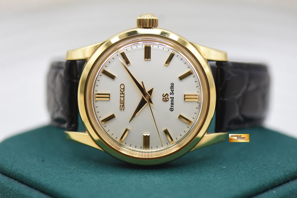 GRAND SEIKO 37mm YELLOW GOLD IN LEATHER STRAP MANUAL SBGW008 (RARE-MINT)