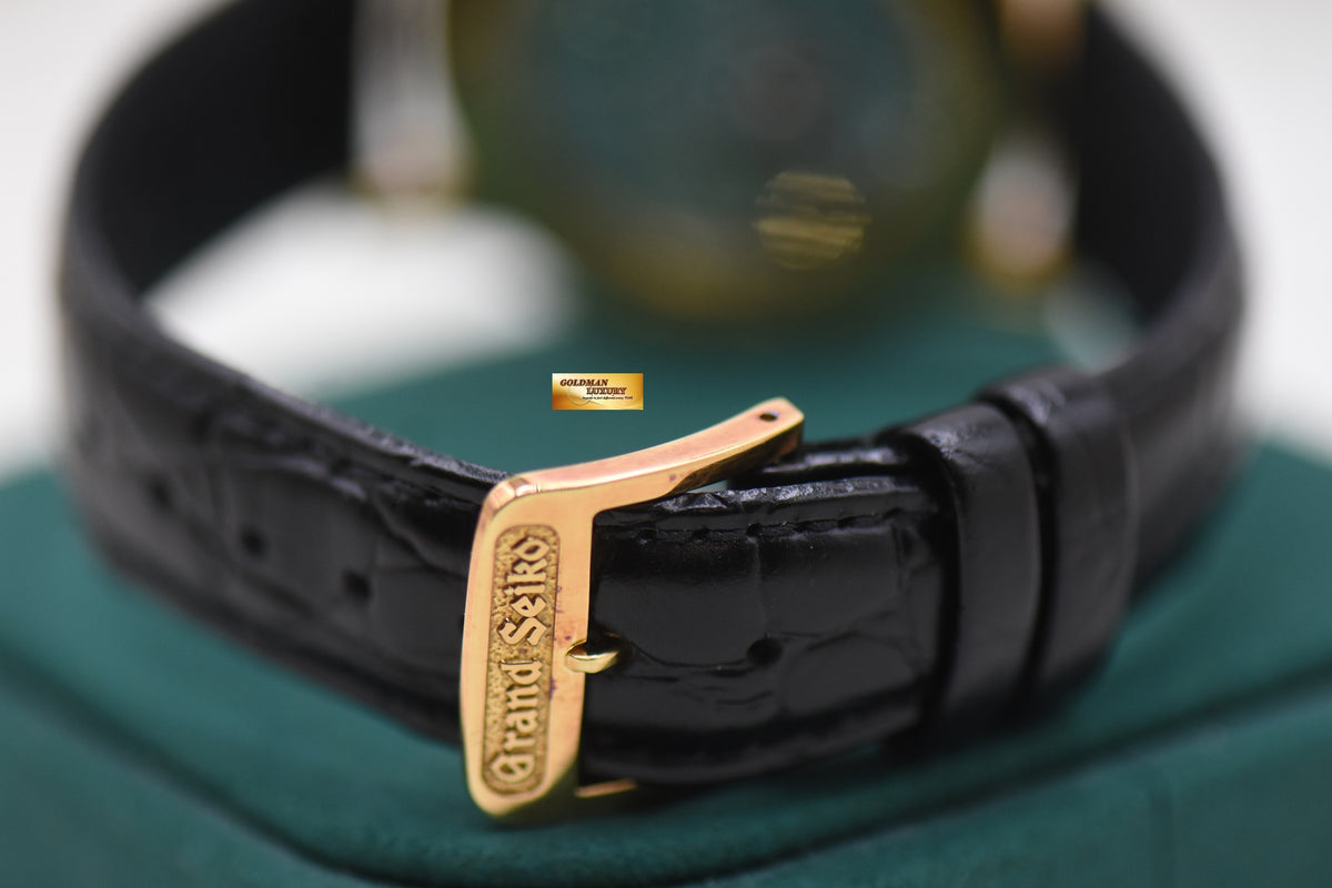 GRAND SEIKO 37mm YELLOW GOLD IN LEATHER STRAP MANUAL SBGW008 (RARE-MINT)