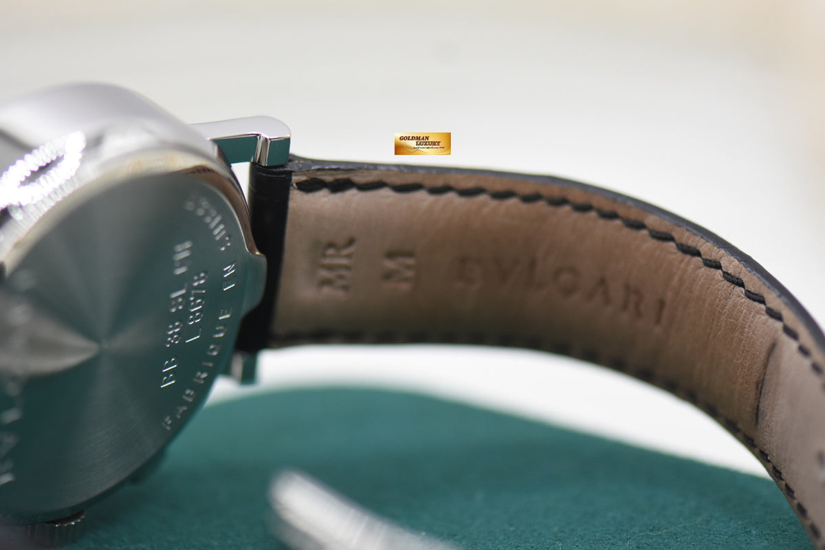 BVLGARI BVLGARI 38mm CHRONOGRAPH STEEL IN LEATHER BLACK AUTOMATIC BB38SLCH (MINT)