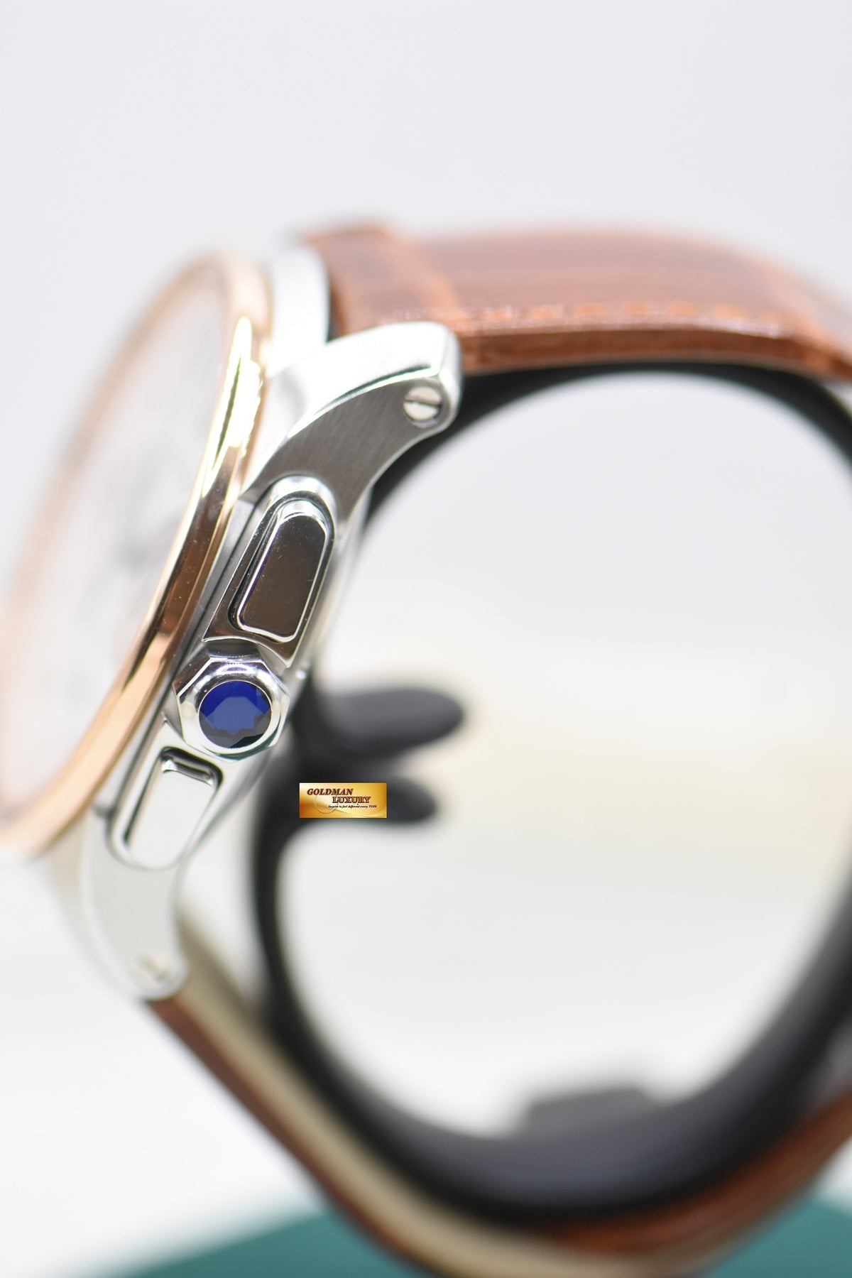 CARTIER CALIBRE De CARTIER CHRONOGRAPH HALF-GOLD IN LEATHER STRAP 42mm AUTOMATIC W7100043 (MINT)
