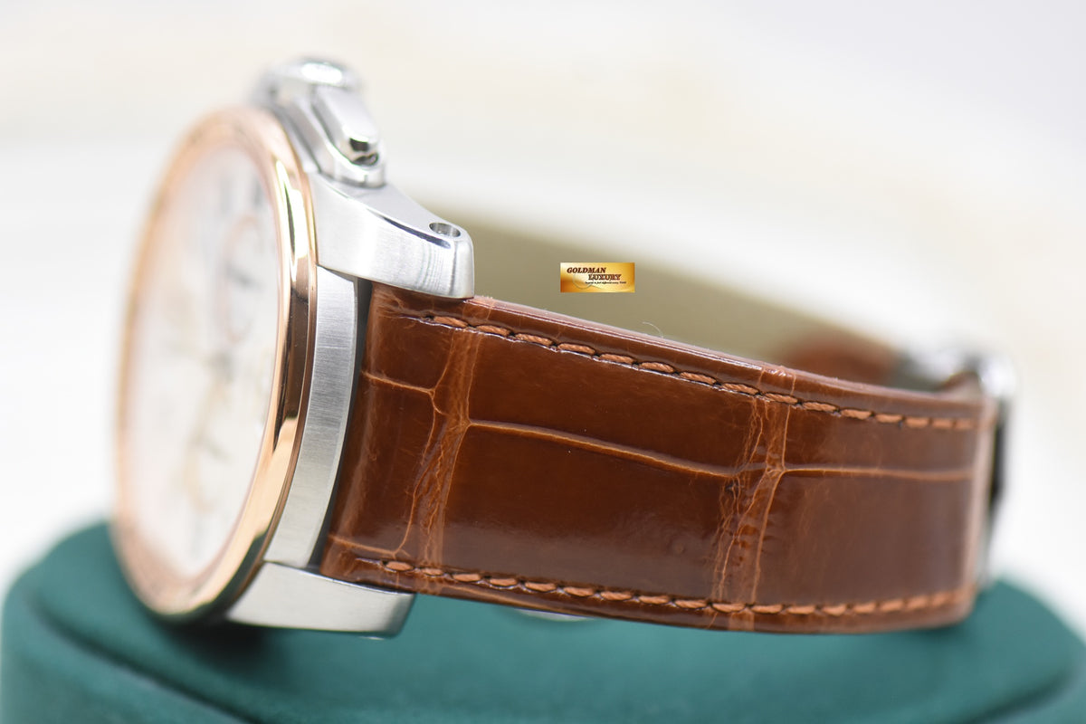CARTIER CALIBRE De CARTIER CHRONOGRAPH HALF-GOLD IN LEATHER STRAP 42mm AUTOMATIC W7100043 (MINT)