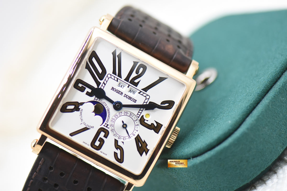 ROGER DUBUIS GOLDEN SQUARE PERPETUAL CALENDAR ROSE GOLD AUTOMATIC G40-5739-5 (MINT-RARE) LIMITED EDITION OF 28pcs