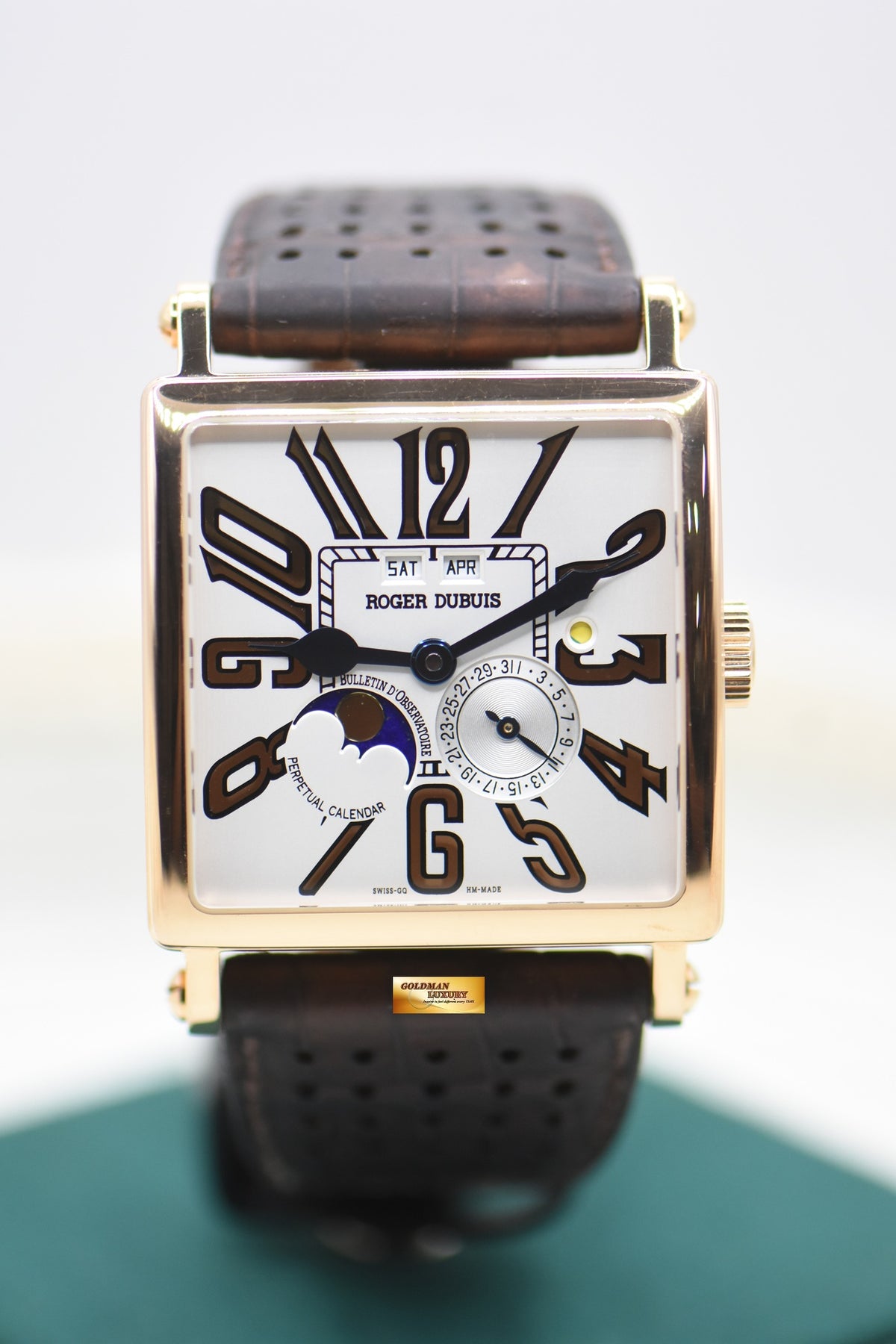 ROGER DUBUIS GOLDEN SQUARE PERPETUAL CALENDAR ROSE GOLD AUTOMATIC G40-5739-5 (MINT-RARE) LIMITED EDITION OF 28pcs