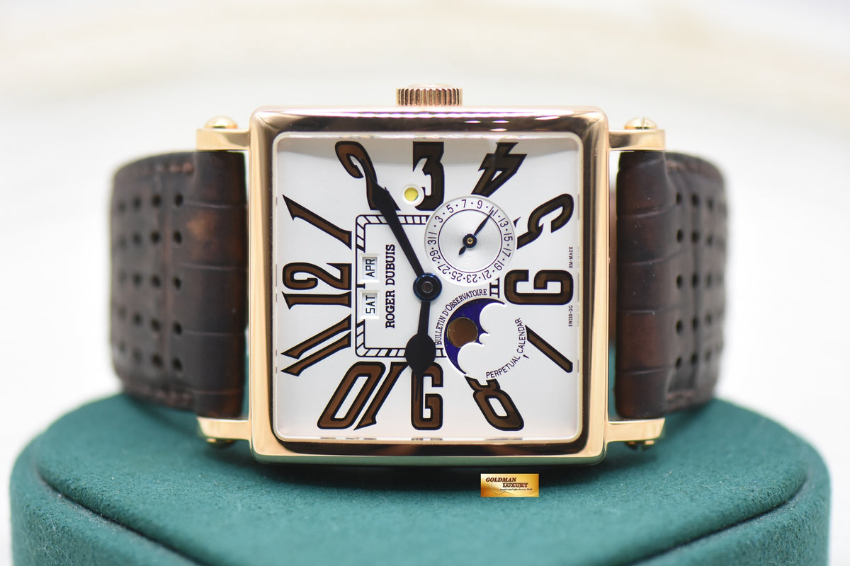 ROGER DUBUIS GOLDEN SQUARE PERPETUAL CALENDAR ROSE GOLD AUTOMATIC G40-5739-5 (MINT-RARE) LIMITED EDITION OF 28pcs