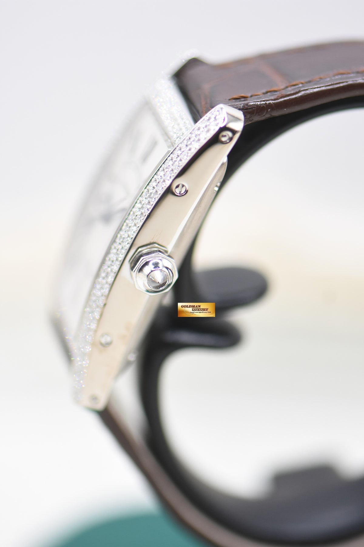 CARTIER TANK AMERICAINE MIDSIZE WHITE GOLD DIAMOND AUTOMATIC WB7045L1 (MINT)