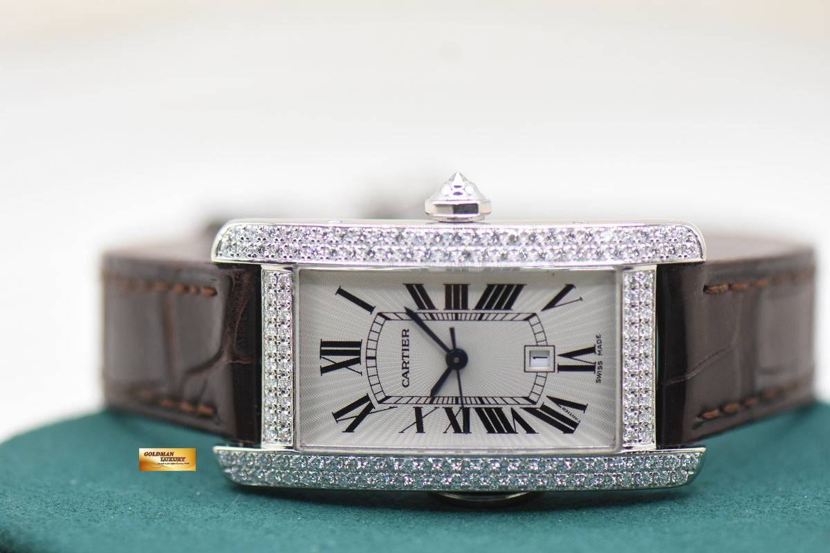 CARTIER TANK AMERICAINE MIDSIZE WHITE GOLD DIAMOND AUTOMATIC WB7045L1 (MINT)