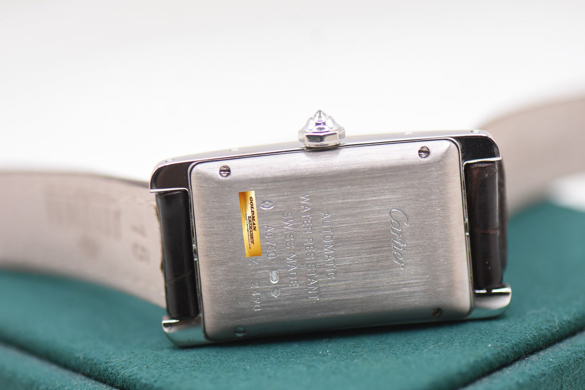 CARTIER TANK AMERICAINE MIDSIZE WHITE GOLD DIAMOND AUTOMATIC WB7045L1 (MINT)
