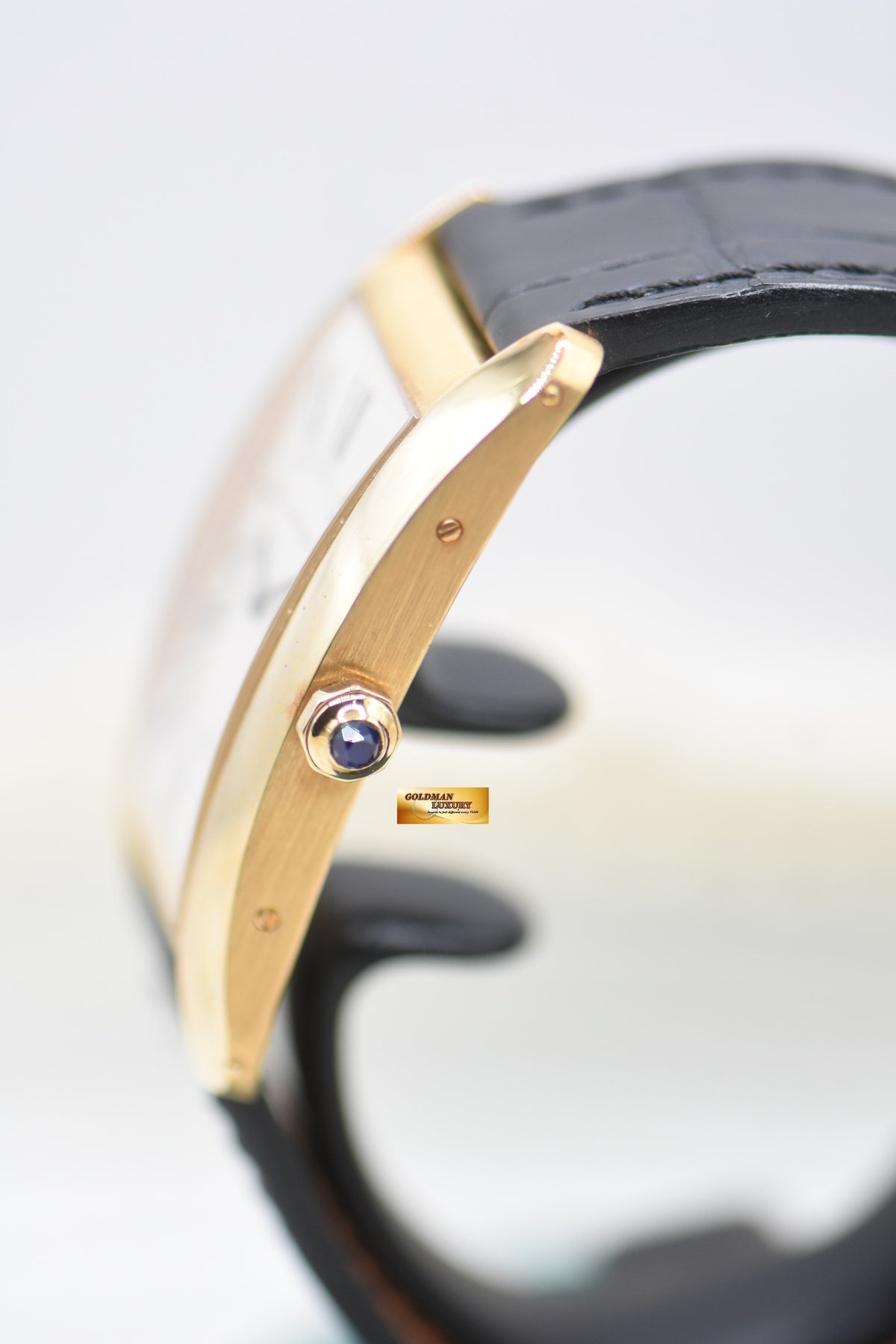 CARTIER TANK AMERICAINE LARGE PRE CPCP 18K YELLOW GOLD IN LEATHER STRAP MANUAL WINDING 1735/1 (MINT)